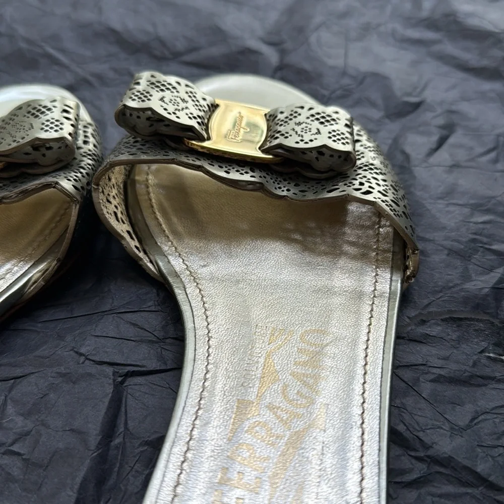 Salvatore Ferragamo Silver / Gold  Sandals - Picture 6 of 11